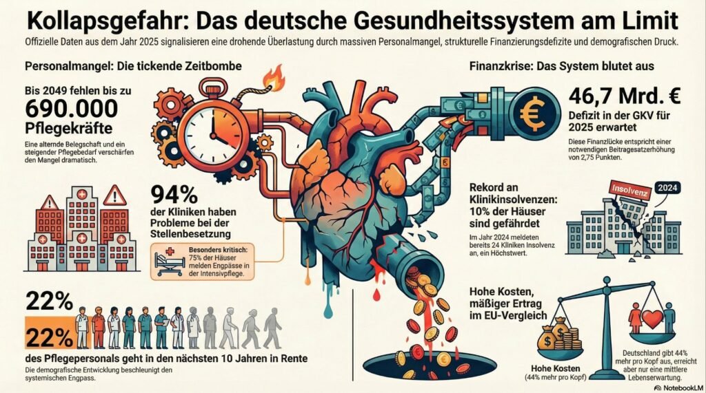 Deutsches Gesundheitssystem am Limit: Offizielle Daten signalisieren drohenden Kollaps. Credits: LabNews Media LLC 