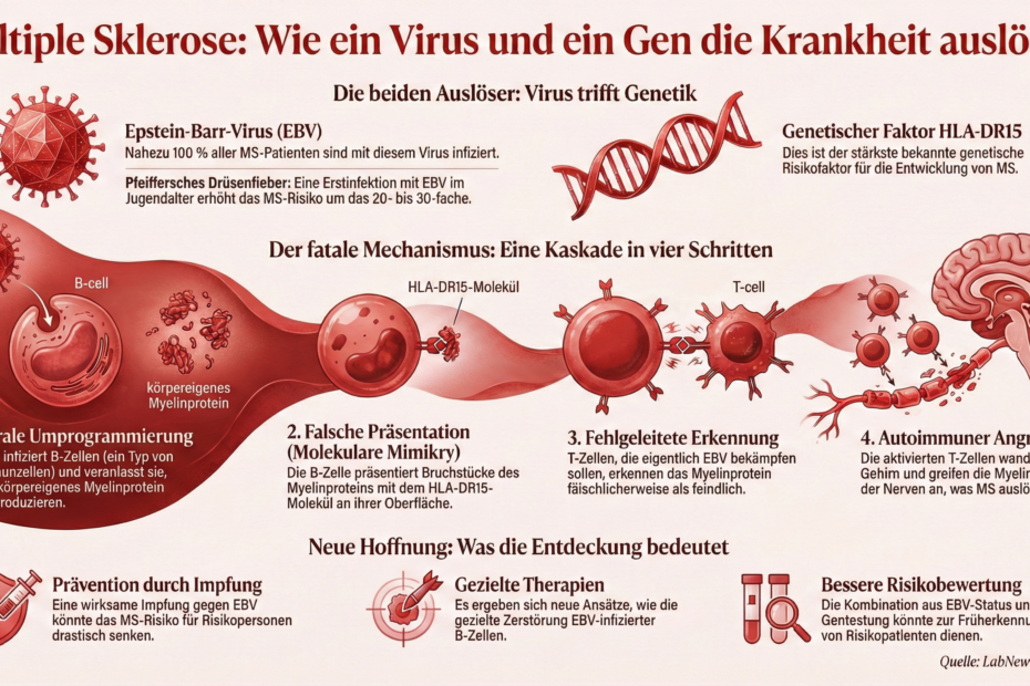 Genetischer Risikofaktor und Epstein-Barr-Virus lösen MS aus. Credits: LabNews Media LLC